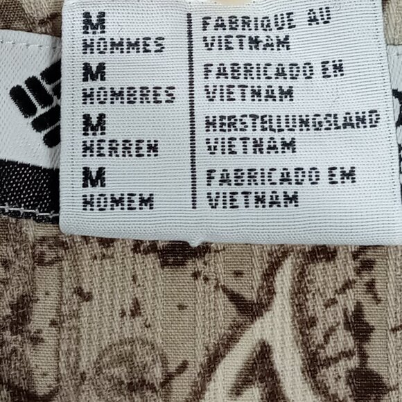 COLUMBIA Men's Brown Hawiian Leaf Design Button Front Shirt Size Medium - Picture 7 of 10